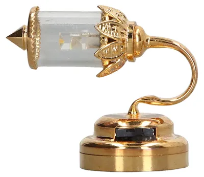 Zdjęcie produktu dla Lampa do domku dla lalek w skali 1:12, ze złoconego metalu, z przezroczystym kloszem, miniaturowa dekoracja