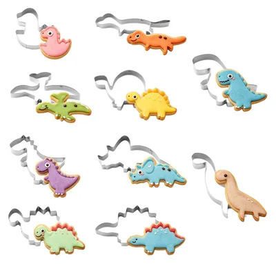 10 Dinosaurier-Keksausstecher, Edelstahl, Party-Backform-Set