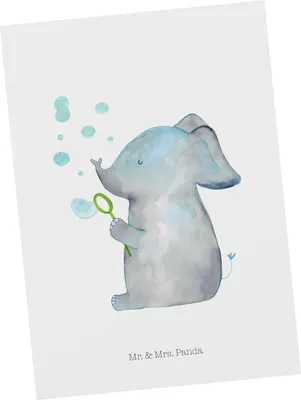 Produktbild von Mr. & Mrs. Panda Postkarte Elefant Seifenblasen - Weiß - Geschenk, Postkarten, Grußkarte, Ansichtskarten, Liebe, bildkarte, Lustige Sprüche, Ansichtskarte, Heimat