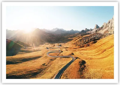 Produktbild von Poster - Poster ohne Rahmen - Sonne Berge Weg - 100x70 cm - Wand Bild - Wanddeko - Wandbilder - Kunstposter - Wandposter - Bilder - Kunstdruck - Wanddekoration - Wandbild - P2XAA100x70-4836