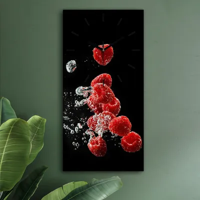 Produktbild von Wohnzimmer Leinwand Uhr Geräuschlos Küche 30x60 Früchte, Spritzen, Motive, schwarze Zeiger