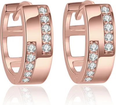 Produktbild von Klappcreolen aus echt Silber 925 rose' vergoldet mit Zirkonia