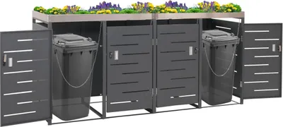 Obrázok produktu pre 4 kryt na nádoby HWC-H40, box na nádoby, box na sadenice kombinácia nerezová oceľ - kov 92 kg 125x264x84cm výsuvný