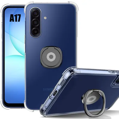 Image de Coque pour Samsung Galaxy A17 4G/5G, Protection Antichoc Ultra Slim Transparent avec Support Noir