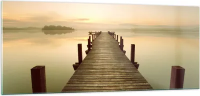 Produktbild von Bilder auf glas - Brücke See - 100x40cm - Glasbilder - Wandbilder - Bilder - Kunstdruck - zum Aufhängen bereit - Wanddekoration aus Glas - Glas Bilder - Wandbild auf Glas - Einteilig - GAB100x40-3625