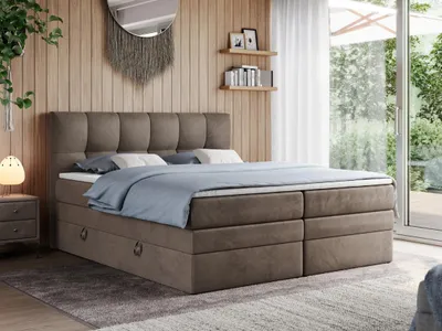 Produktbild von Boxspringbett mit Doppelmatratze - ALVIN-KING - 120 x 200 cm - Braun - H4