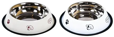 Image de Gamelle en acier inoxydable Ø 21,5cm antiglisse gamelle d'eau chien chat, couleur:beige/bordeaux