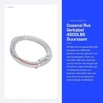 Imagen del producto de Cable RVS de 10 metros, con un diámetro de 5.5 mm. Cable resistente para cabrestantes