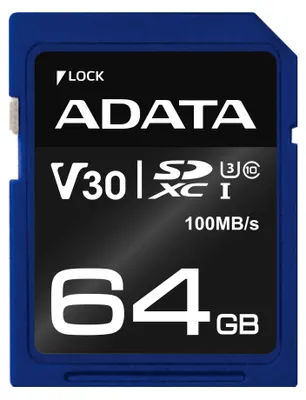 Immagine prodotto di Scheda di memoria ADATA ASDX64GUI3V30S-R 64 GB SDXC UHS-I Classe 10