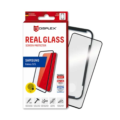 A product box for a screen protector, with a screen protector shown next to it.