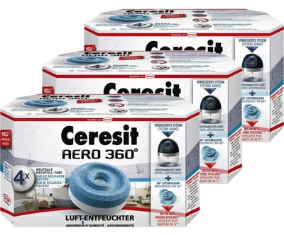 Produktbild von Henkel Ceresit Luft-Entfeuchter-Tabs AERO 360 Nachfüller 4x450g Tab (3er Pack)