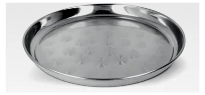 Produktbild von Serviertablett aus Edelstahl - 32 cm Durchmesser, bruchsicher, langlebig, Silber