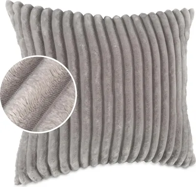 Produktbild von Dekokissen LILLI BIG CORD Velour mit Reißverschluss 40x40cm Einfarbig UNI Hellgrau Sofakissen pflegeleicht
