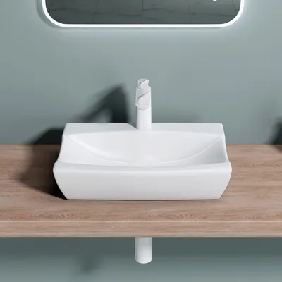 Produktbild von doporro Waschbecken 48x32x10,5cm Aufsatzwaschbecken aus Keramik in weiß inkl. Nano-Beschichtung Brüssel152B