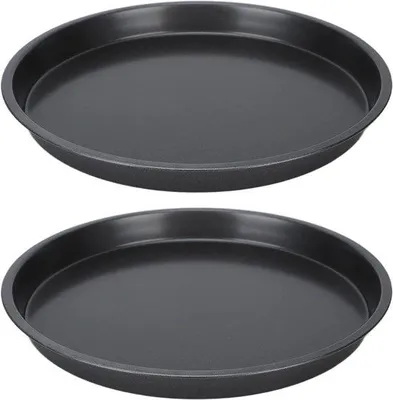 Productafbeelding van Famanu Pizzaplaat, 2 stuks - Anti-aanbaklaag - Gemaakt van hoogwaardig koolstofstaal - 30,5 cm