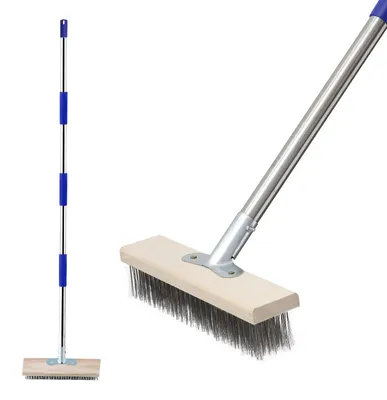Drahtbesen 190 cm Edelstahl mit abnehmbarem Stiel für Terrasse