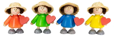 Produktbild von Holzwaren Egermann 4 Figuren aus Holz - Mädchen mit Herz - ca. 6cm - Dekoration für Ihr Zuhause - aus dem Erzgebirge