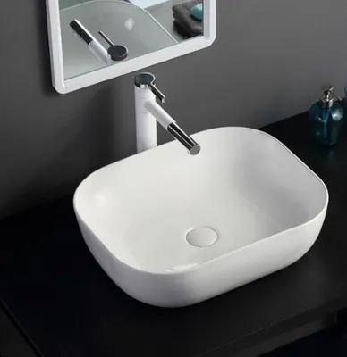 Produktbild von Preero- Aufsatzwaschbecken, 46x33x 13,5 cm, Waschbecken Keramik, Waschbecken oval,Aufsatzwaschbecken oval, Aufsatzwaschbecken klein