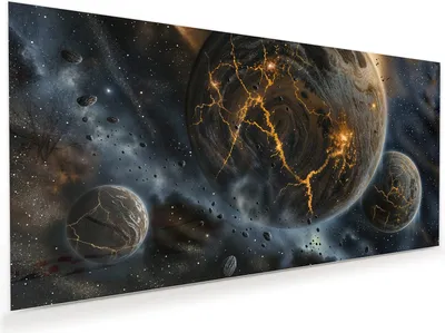 Produktbild von Glasbild 80x40cm in XXL für Wohnzimmer, Schlafzimmer Motiv Drei Welten