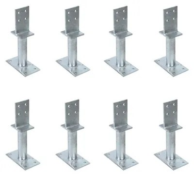 Immagine prodotto di Supporto per palo a T 8 x di Alberts con traversa, ancoraggio per calcestruzzo da 300 mm, altezza della traversa 130 mm, zincato a caldo, da incassare nel calcestruzzo