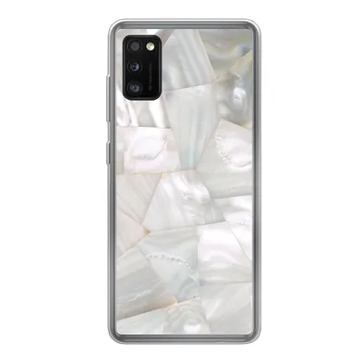 Produktbild von MuchoWow® Handyhülle Schutzhülle Hülle für Samsung Galaxy A41 Naturstein - Perlmutt - Weiß Silikon Softcase Handy Hülle - Mobiltelefon