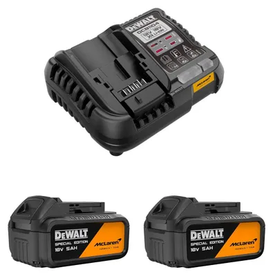 Produktbild von Power Set DeWALT McLaren (2 x 18V 5,0 Ah + DCB1104)