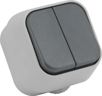 Produktbild von Doppel Lichtschalter IP54 Grau