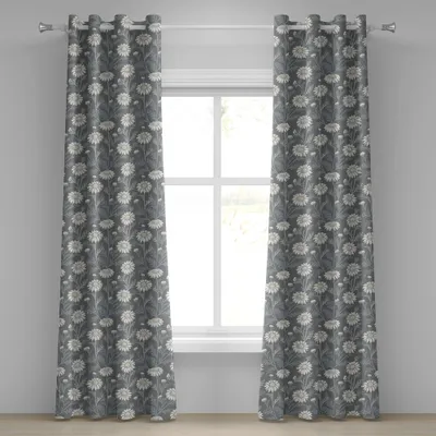 Produktbild von ABAKUHAUS Blumen Ösenvorhang, Cottage Daisy Petals Feld Sommer Gartenarbeit Thema Kamille blühen, Dekorative 2-Panel-Fenstervorhänge, 280 cm x 175 cm, Grau Coconut Weises Grün