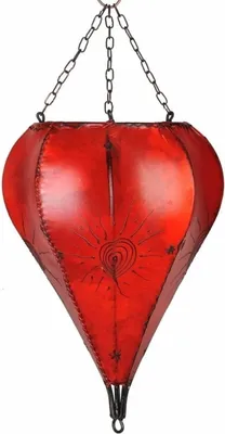 Zdjęcie produktu dla Lampa orientalna lampa sufitowa lampa wisząca lampa sufitowa marokańska lampa sufitowa lampa skórzana kropla słońca 40 cm, czerwona