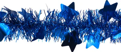 Produktbild von Weihnachtsgirlande Lametta mit großen Sternen 9cm x 2m blau matt