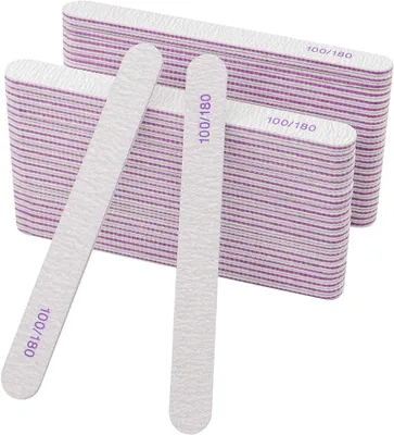 Imagen del producto de Lima para uñas de gel, de doble cara, grano 100/180, 50 unidades, 178 mm de largo, para uso en uñas de gel