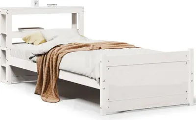 Image de vidaXL Cadre de lit avec tête de lit sans matelas blanc 90x190 cm