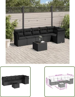 Produktbild von The Living Store 7-tlg. Garten-Sofagarnitur mit Kissen Schwarz Poly Rattan