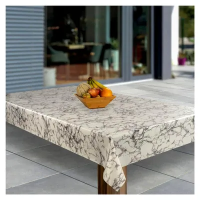 Produktbild von Wachstuch-Tischdecke Abwaschbar Garten-Tischdecke PVC Plastik-Tischdecken Eckig Meterware Wasserabweisend, Muster:Marmor Weiß Schwarz Grau, Größe:90x90