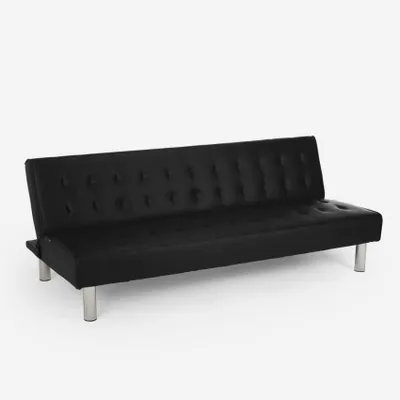 Image de Canapé clic clac 2 places Elly modern design en simili-cuir - Noir