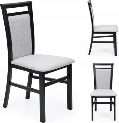 Produktbild von Stuhl für Esstisch - Schwarz - 46 x 92 x 53 cm B/H/T - Holzstuhl - Küchenstuhl - Grauer Stoff - LAVELLO 3