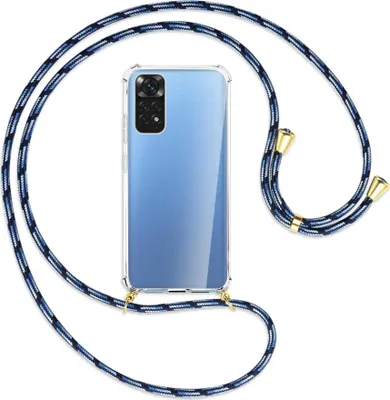 Produktbild von Handykette Backcover-Schutzhülle mit Band (Metall goldfarben) für Xiaomi Redmi Note 11S 4G - Blautöne