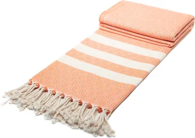 Produktbild von Makai Hamamtuch 100% Baumwolle Pestemal Handtuch XXL 95x200cm Strandtuch Saunatuch Badetuch Picknickdecke Yogatuch Duschtuch (Pfirsichorange)