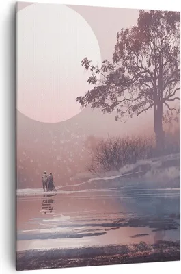 Produktbild von Bild auf Leinwand - Leinwandbild - Einteilig - Mond Paar Baum - 70x100cm - Wand Bild - Wanddeko - Wandbilder - Leinwanddruck - Kunstdruck - Wanddekoration - Leinwand bilder - Wandbild - PA70x100-4236