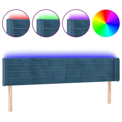 Produktbild von vidaXL LED Kopfteil Dunkelblau 183x16x78/88 cm Samt