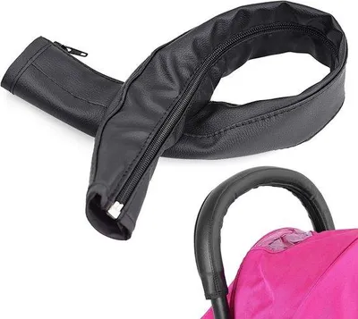 Produktbild von Kinderwagen-Abdeckung aus Kunstleder in Schwarz mit Sicherheitsgurt