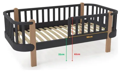 Produktbild von Yappy Kids Babybett Yappytude Kinderbett 160 x 80 cm anthrazit