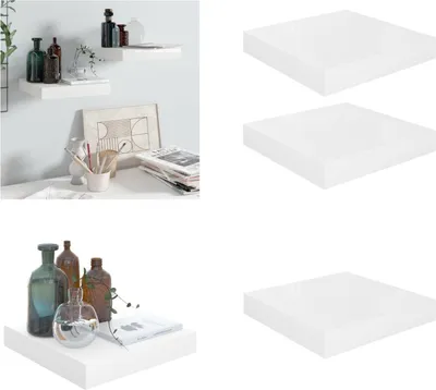 Obrázok produktu pre vidaXL Plávajúce police 2 ks. Vysoký lesk biely 23x23,5x3,8 cm MDF - Nástenná polica - Nástenné police - Plávajúca nástenná polica - Plávajúca nástenná polica