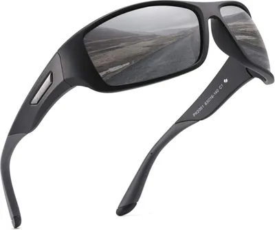 Produktbild von Polarisierte Sportbrille Herren UV400 Schutz, TR90 Rahmen, Polarisierte Linse, Schwarz/Schwarz