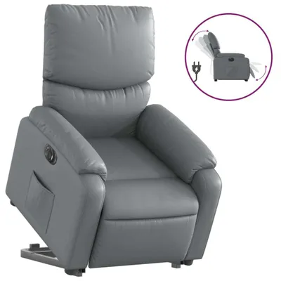 Produktbild von vidaXL Relaxsessel mit Aufstehhilfe Elektrisch Grau Kunstleder