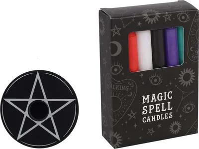 Produktbild von Pentagramkerzenhalter "Spell Candle" inkl. Spell Candles "Mixed" - Wunschkerze