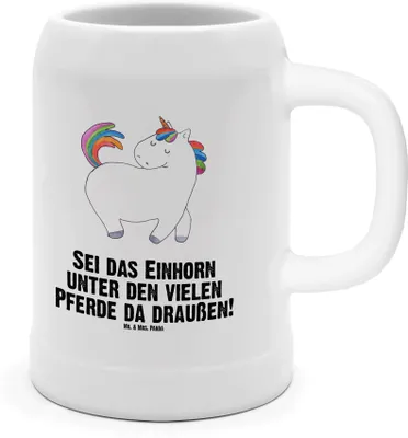 Produktbild von Mr. & Mrs. Panda Krug Einhorn Stolzieren - Weiß - Geschenk, Bier Seidel, Tonkrug, Pferd, Unicorn, Reiten, Einhörner, Steinkrug, Humpen, Deko