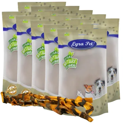 Produktbild von 10 Stk. Lyra Pet® Rinderkopfhautstangen mit Pansen ca. 70 cm