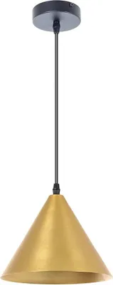 Produktbild von Hängelampe LED mit Kabel – Deckenleuchte mit schwarzer Metall-Lampenfassung und Messingfarber Lampenschirm.Size:1