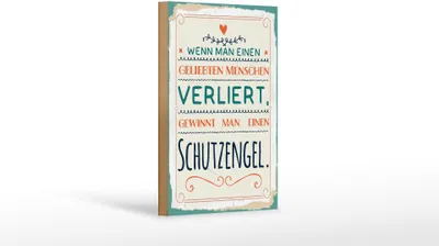 Produktbild von Holzschild Wenn man Menschen verliert gewinnt man Schutzengel, 40 x 30 cm, Holzschilder Spruch Glück Weisheit